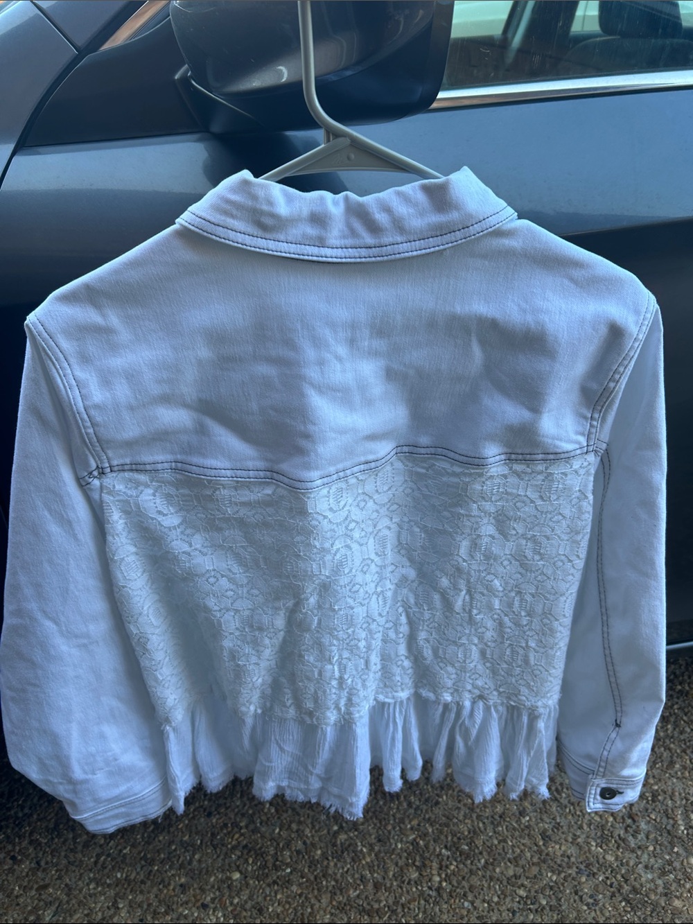 Chelsea & Theodore White Lace-Detail Jean Jacket - Picture 6 of 6